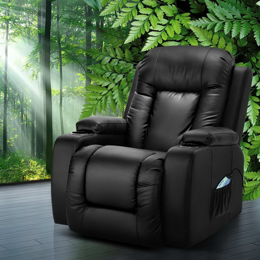 Artiss Electric Recliner Massage Chair – Heated Faux Leather