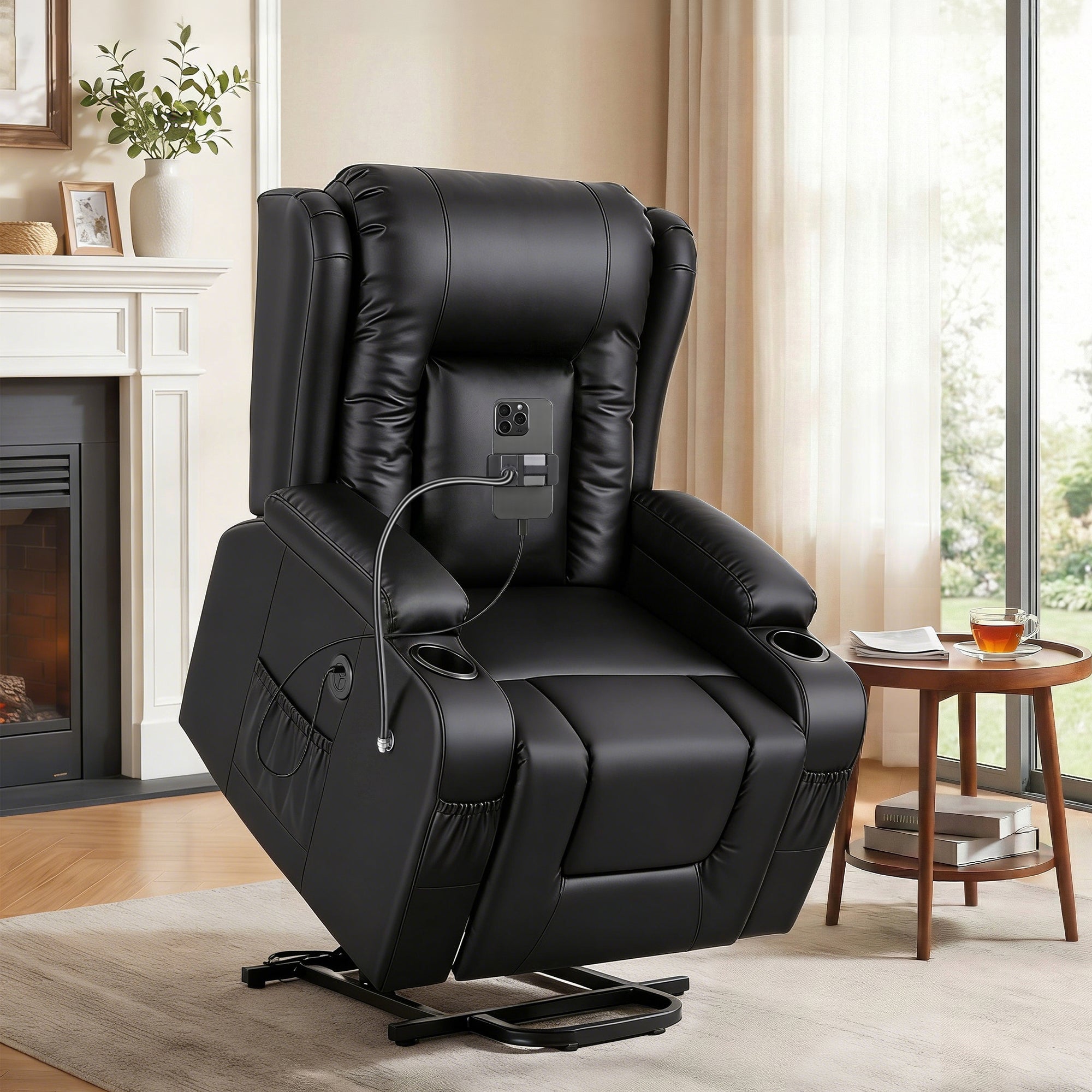 Artiss Power Lift Recliner Chair with Massage & Heat β Black