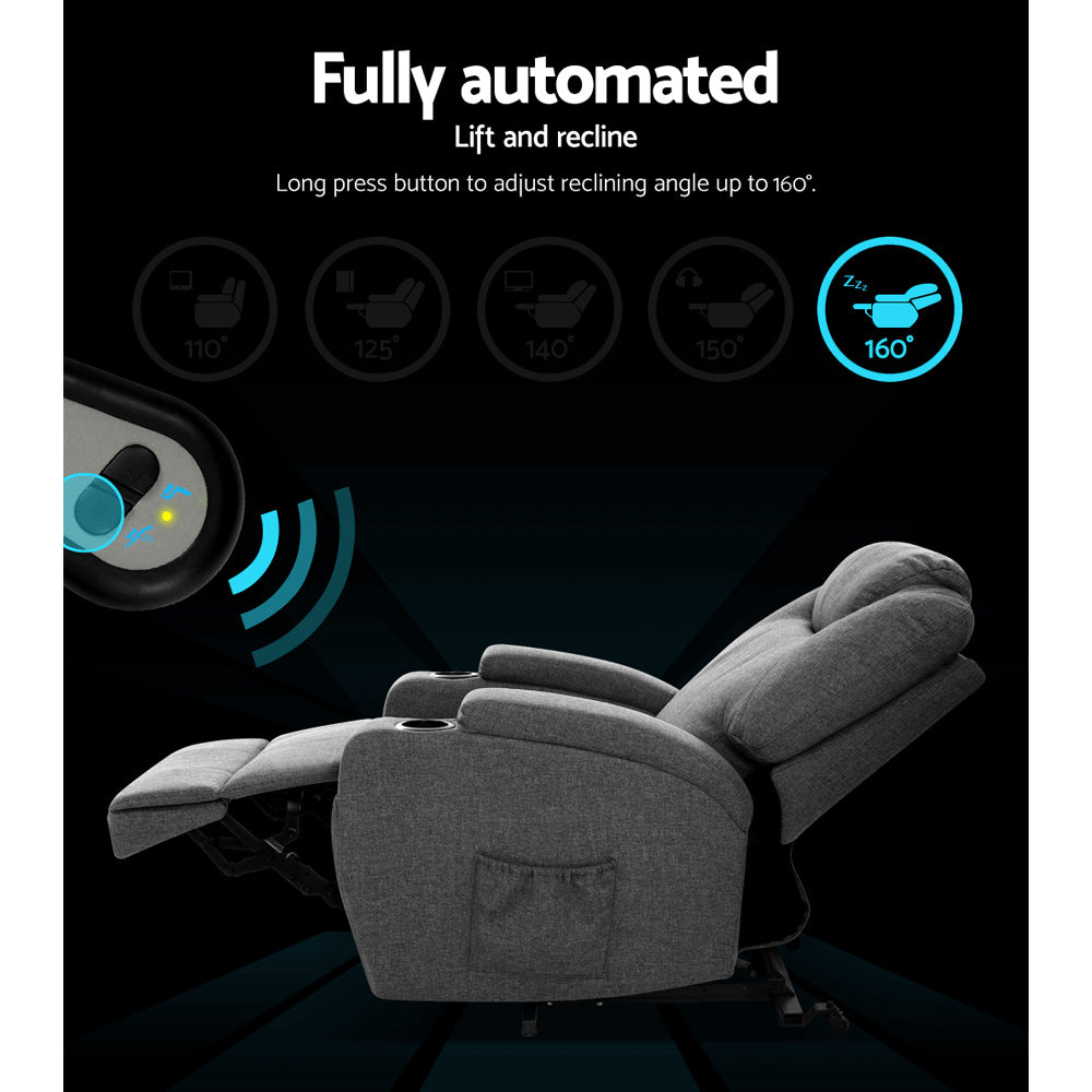 Artiss Milio Lift Recliner Chair with Massage & Heat