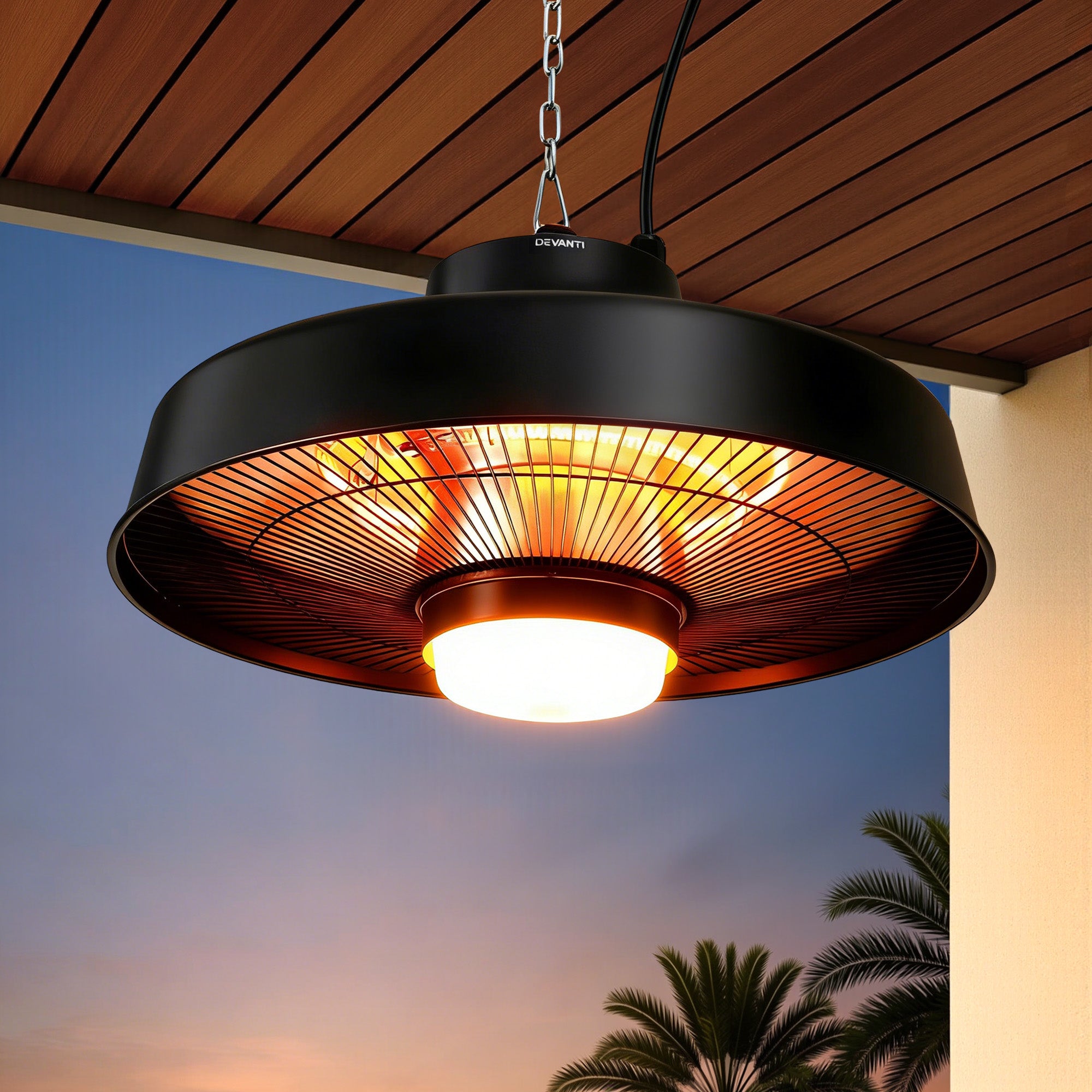 Devanti 2000W Infrared Patio Heater Hanging Ceiling Mount with LED Light Remote