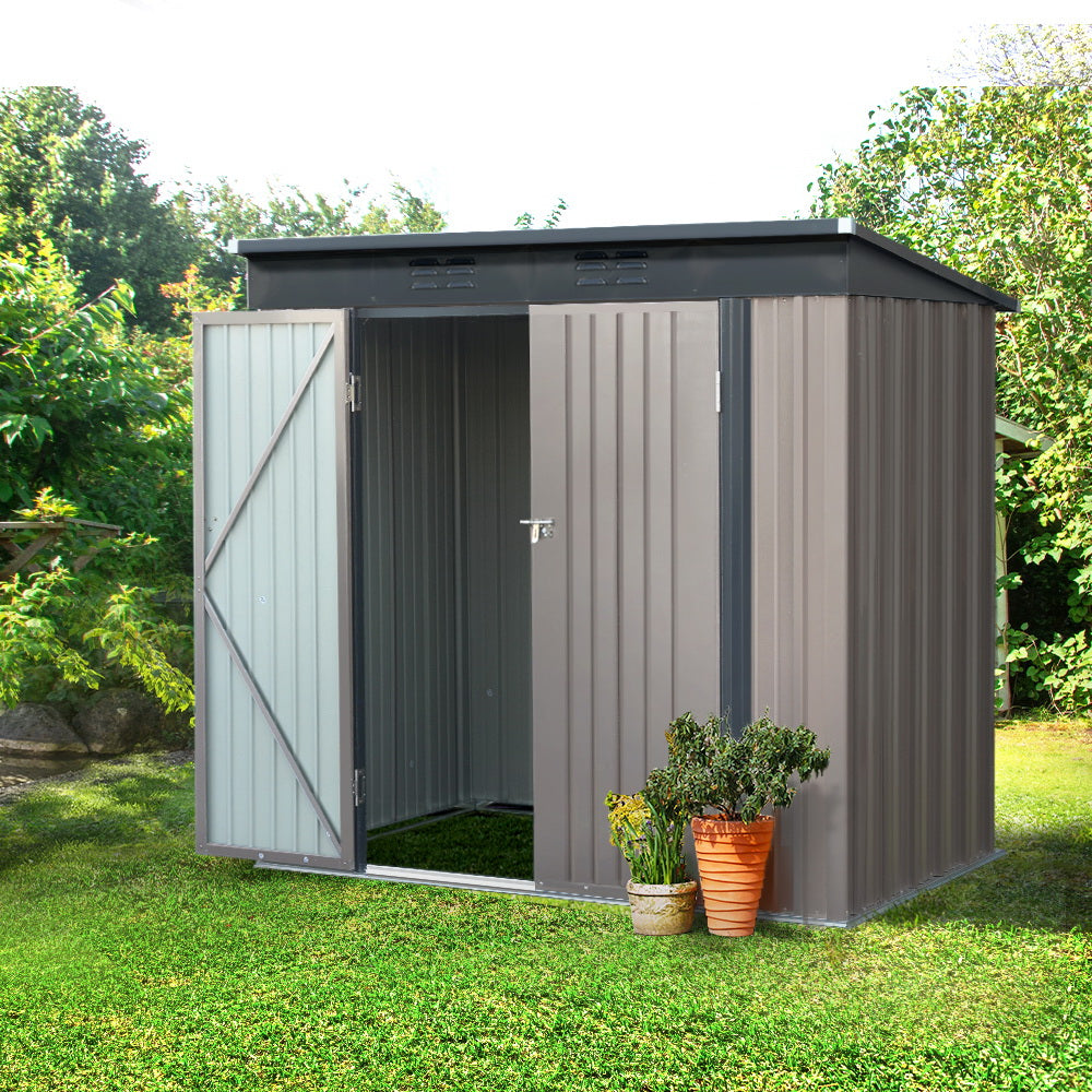 Garden Shed 1.95x1.31m – Steel Outdoor Storage with Double Doors
