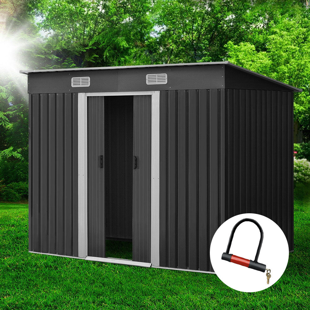Garden Shed 2.38x1.31m – Metal Outdoor Storage with Sliding Door