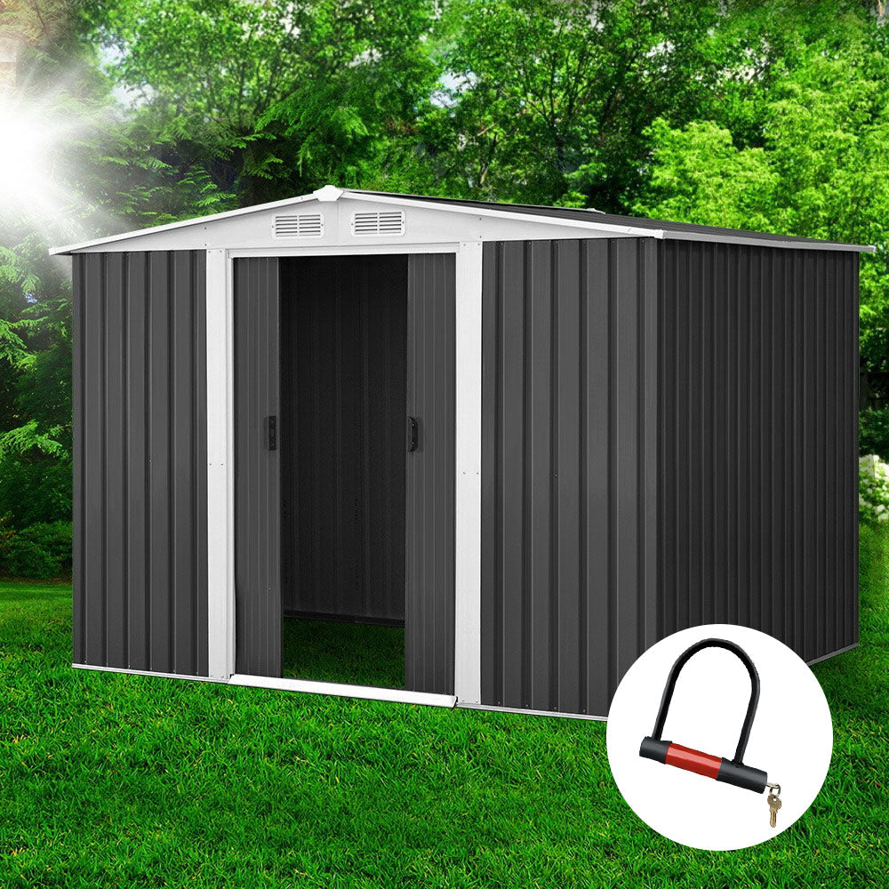 Garden Shed 2.58x2.07m – Metal Outdoor Storage with Sliding Door
