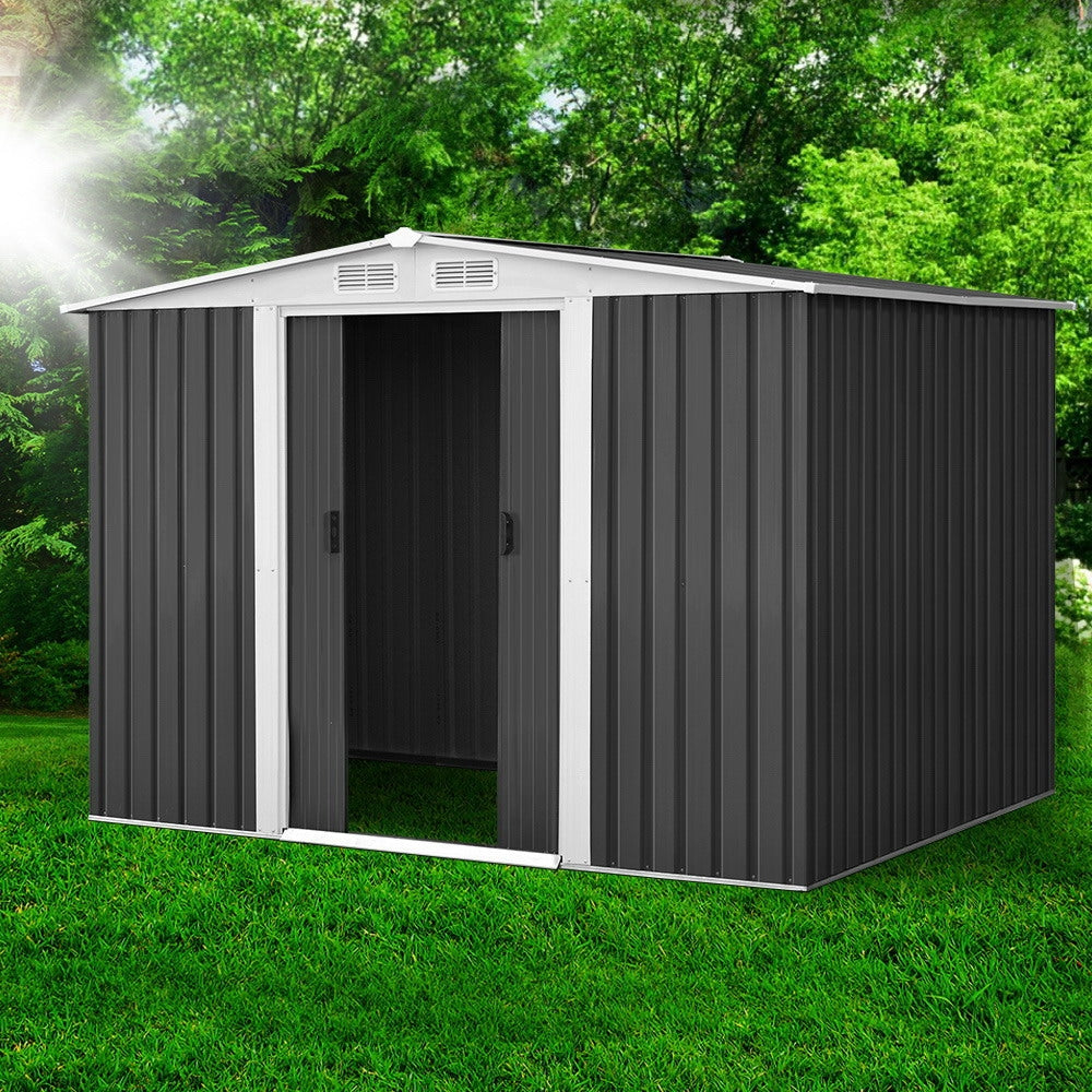 Garden Shed 2.58x2.07m – Metal Outdoor Storage with Sliding Door