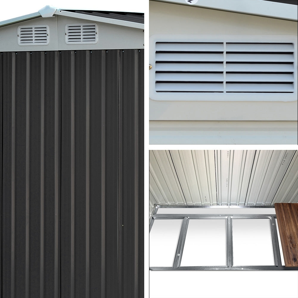 Garden Shed 2.58x2.07m – Metal Base Outdoor Storage with Double Doors