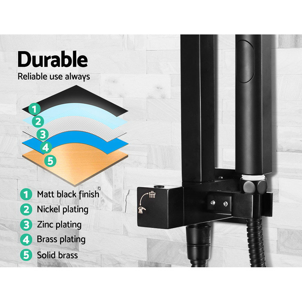 Cefito 8″ Square Rain Shower Head Set with Handheld & Mixer Tap – Black