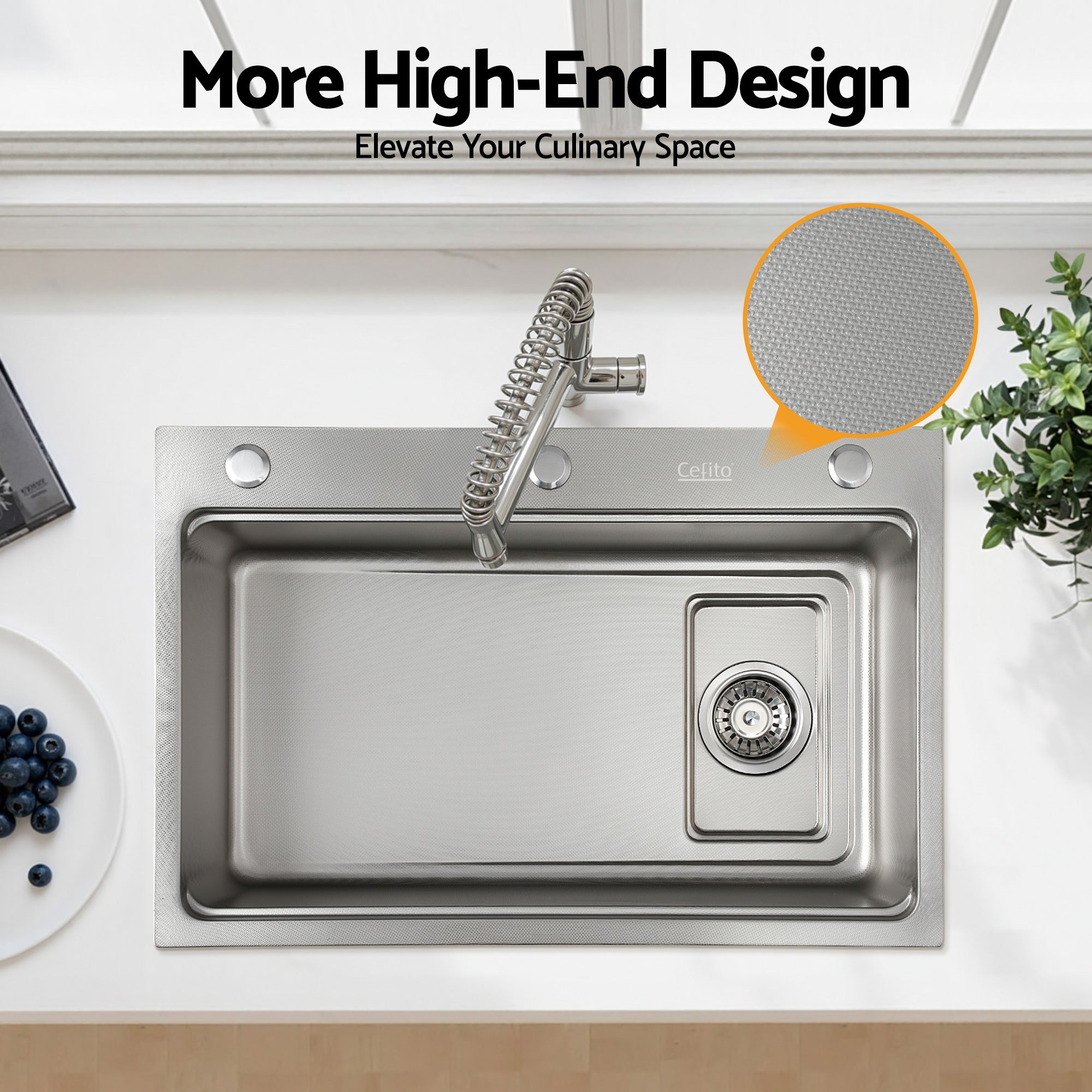 Cefito 304 Stainless Steel Bar Sink β Millet Grain