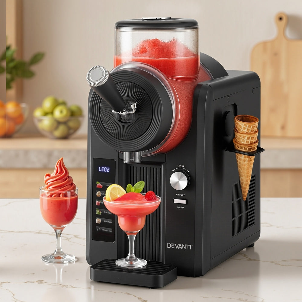 Devanti 2L Slushie & Ice Cream Maker – Frozen Smoothies & Milkshakes (Black)