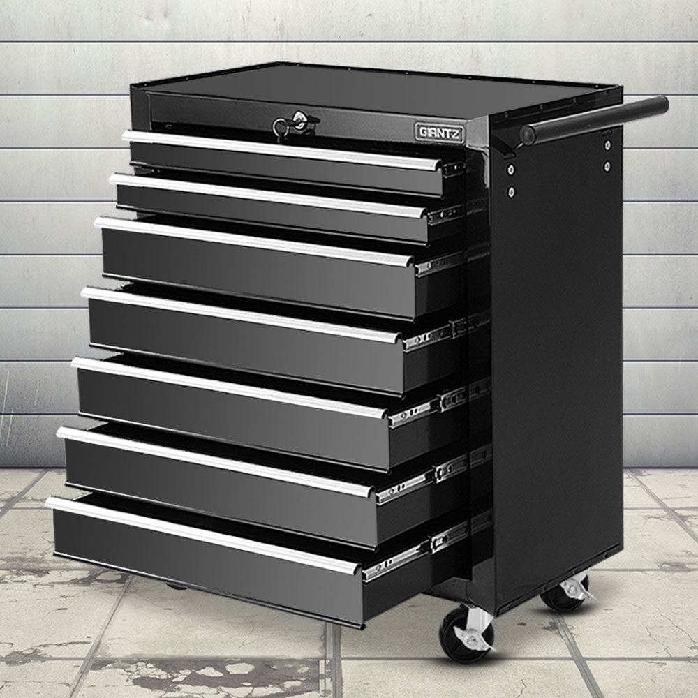 7-Drawer Tool Chest Trolley – Black Garage Toolbox