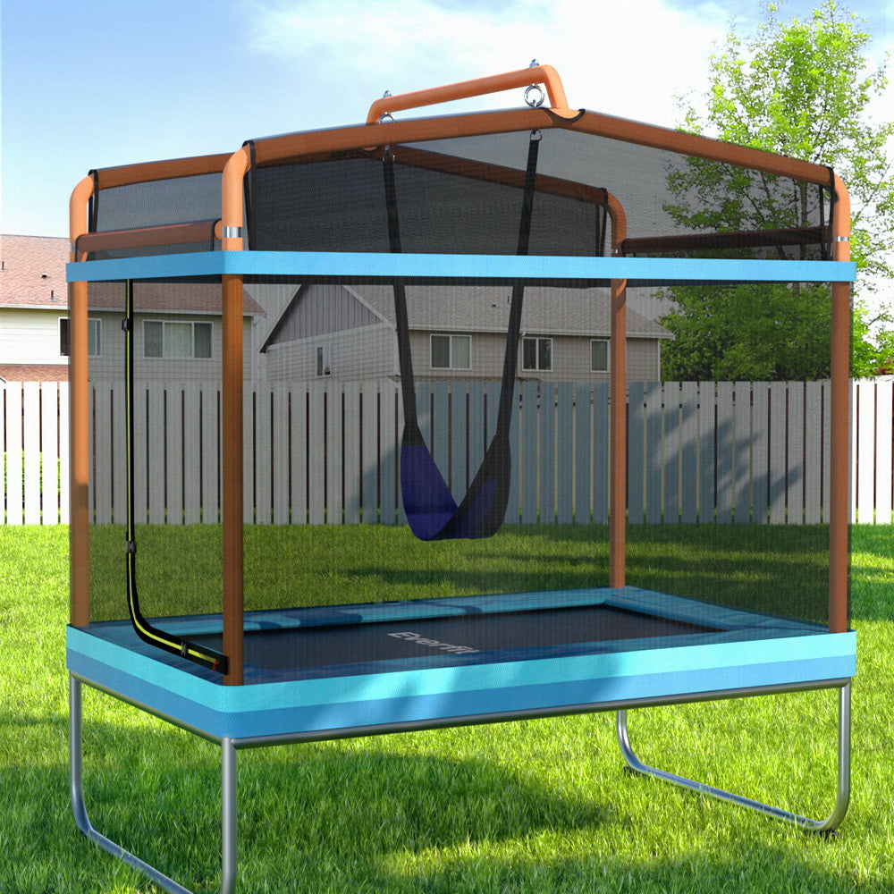 Everfit 6FT Kids Rectangle Trampoline – Orange with Swing & Safety Net