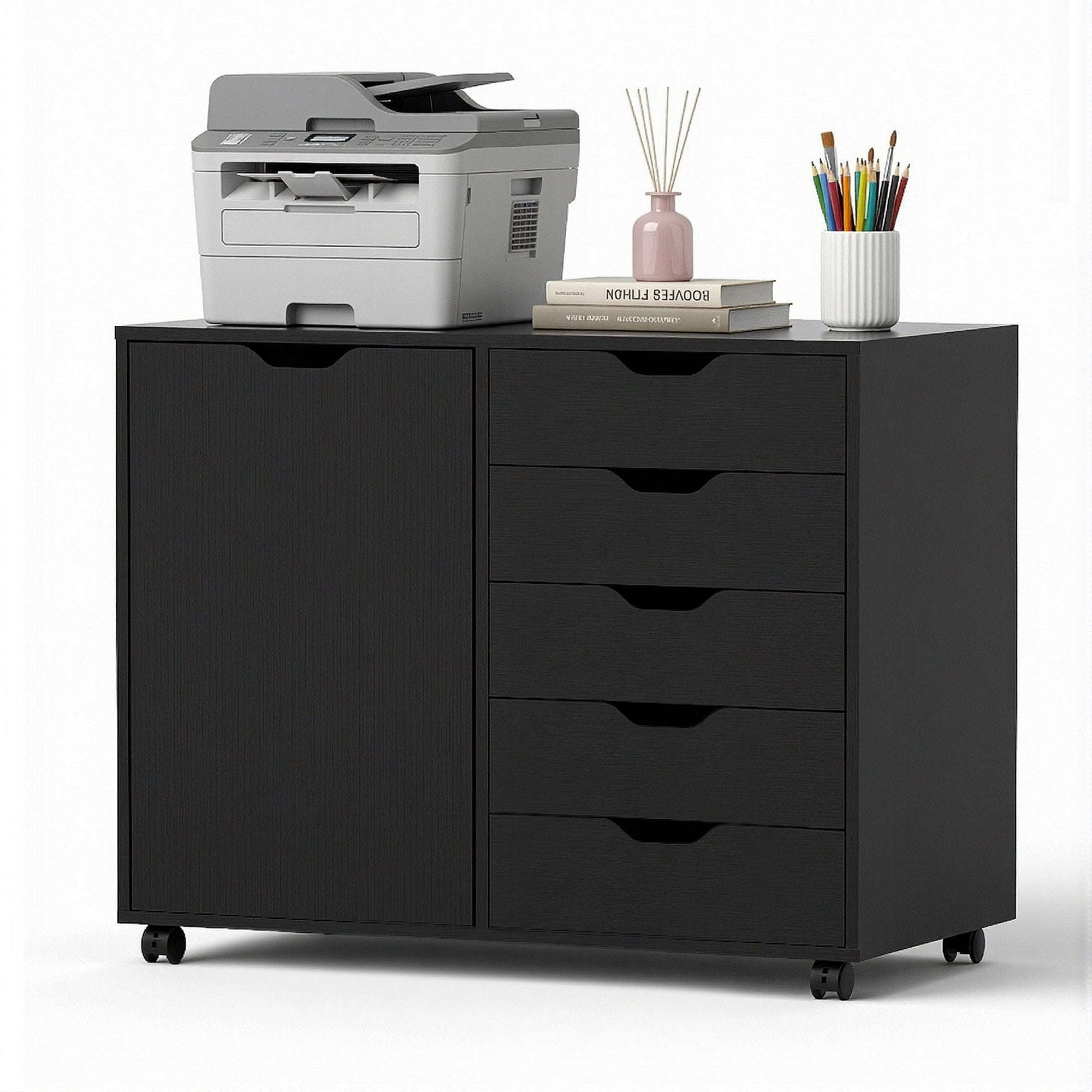 Artiss 5 Drawer Mobile Filing Cabinet with Door