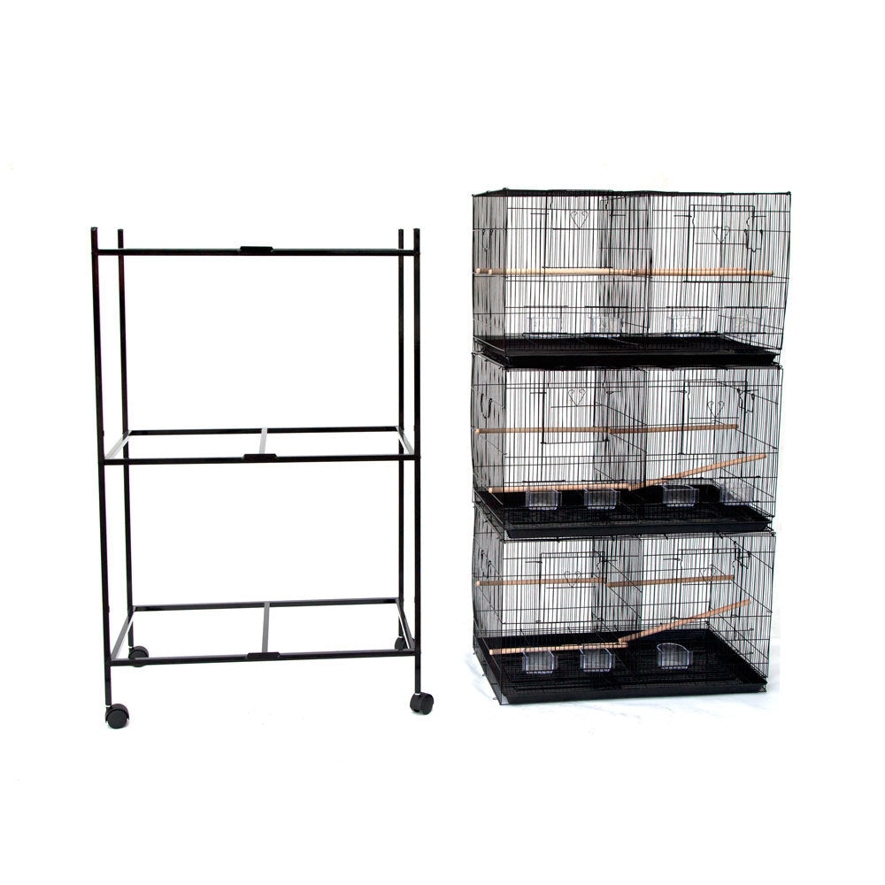 Samland Set of 3 Breeding Bird Cages β With Center Divider & Stand