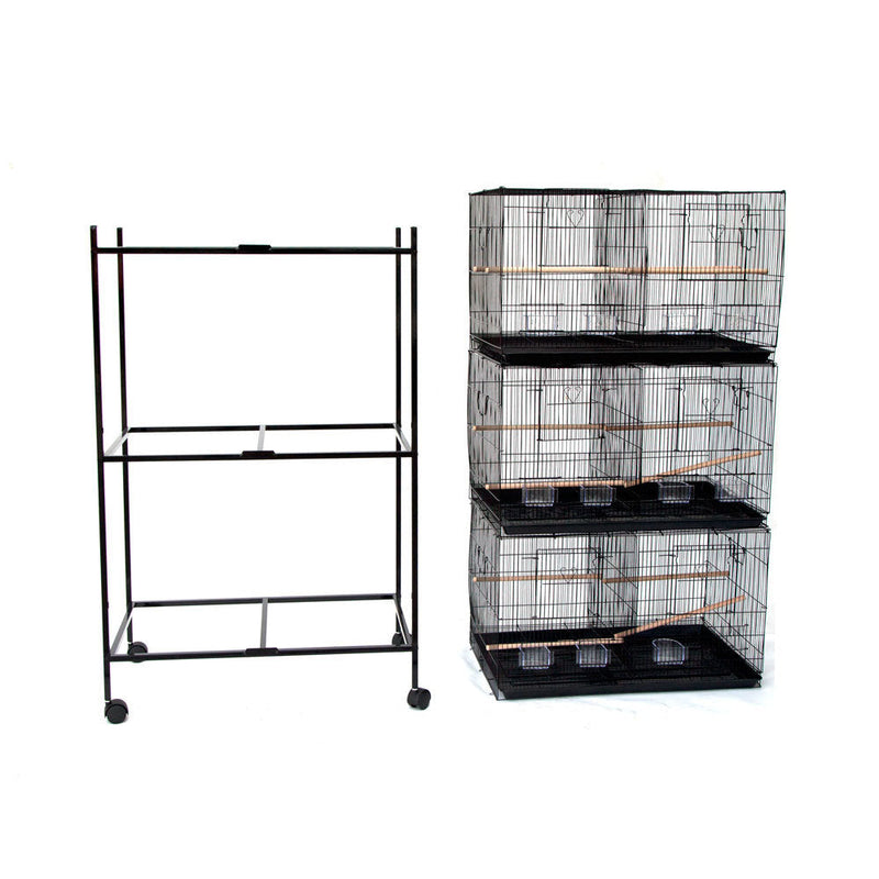 Samland Set of 3 Breeding Bird Cages – With Center Divider & Stand