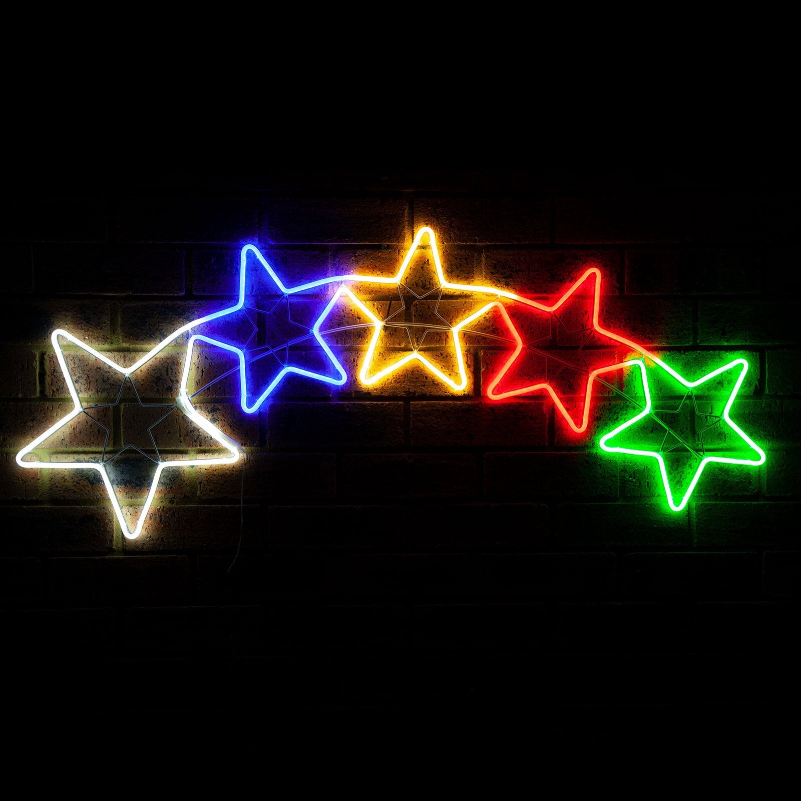 120x48cm Flex Neon Led Rope Light 5 Stars Motif