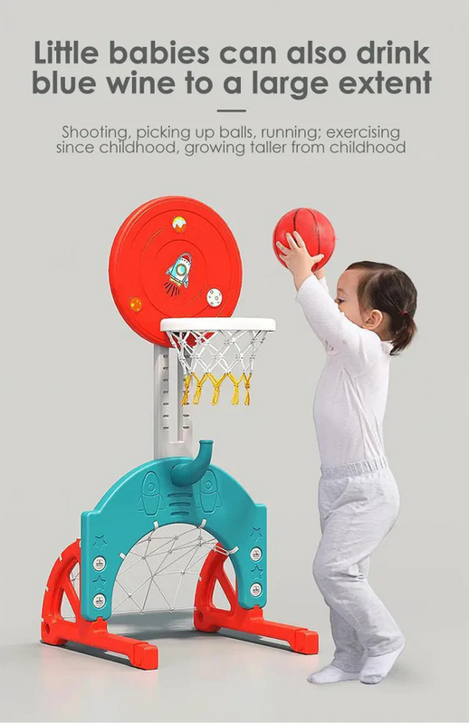 Kids Outdoor Slide & Swing Set with Basketball Hoop - Blue