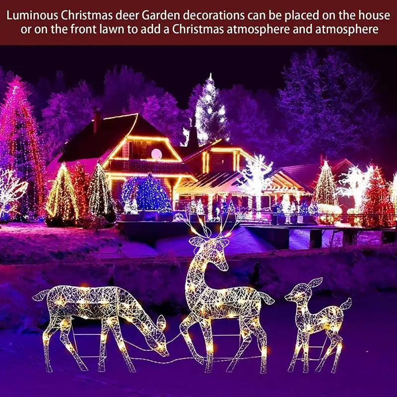 LED Christmas Reindeer Family Light Decoration Set