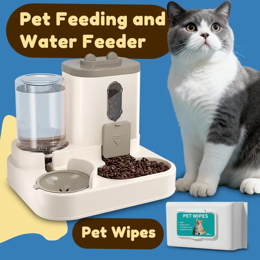 2-in-1 Automatic Pet Feeder & Water Dispenser Feeding Station