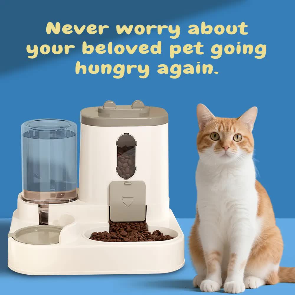 2-in-1 Automatic Pet Feeder & Water Dispenser Feeding Station