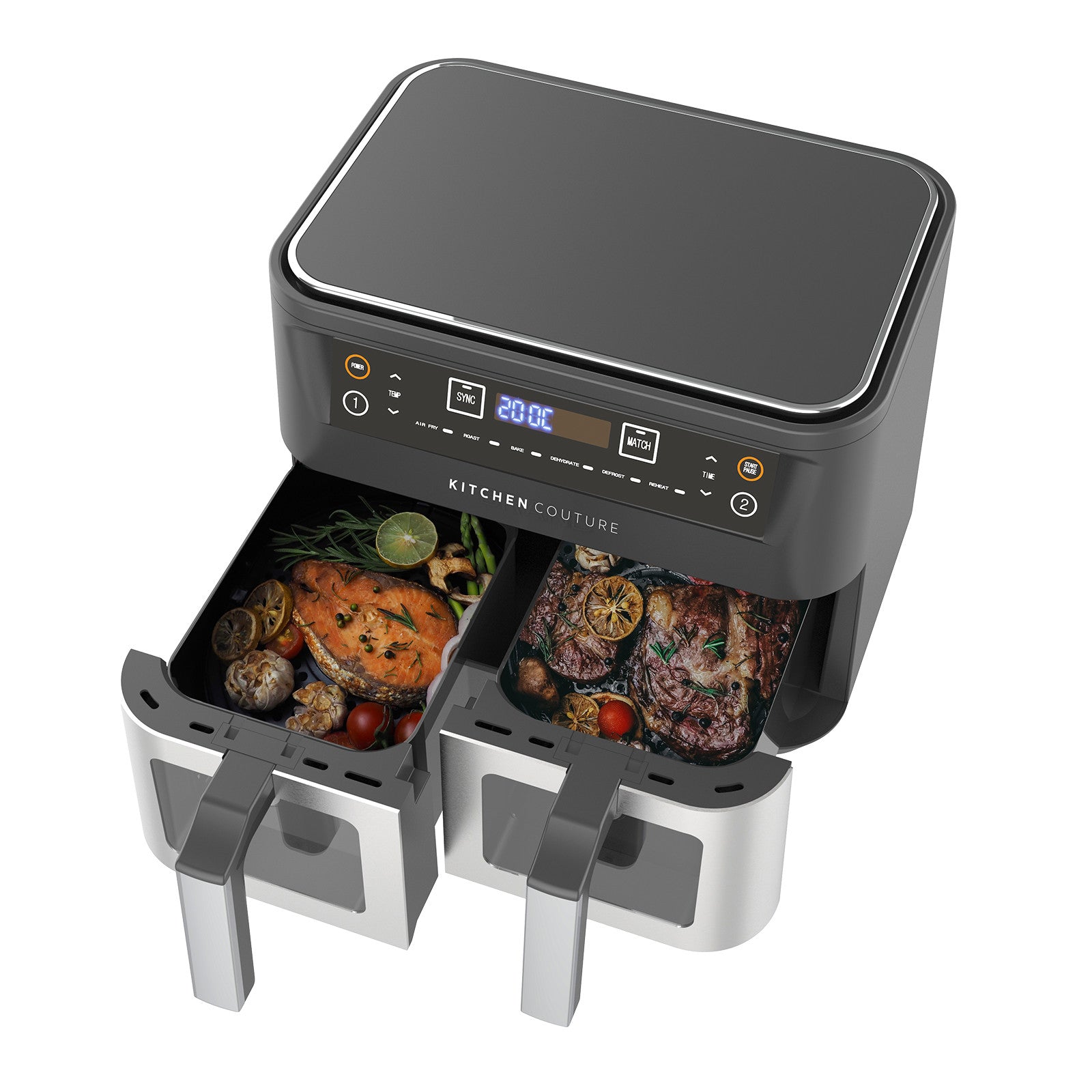 Kitchen Couture 10L Dual View Air Fryer – Stainless Steel