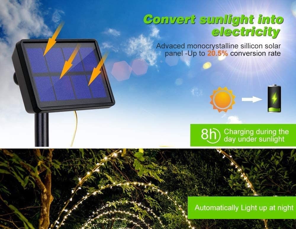 LED Solar 200 LED Fairy Light Outdoor