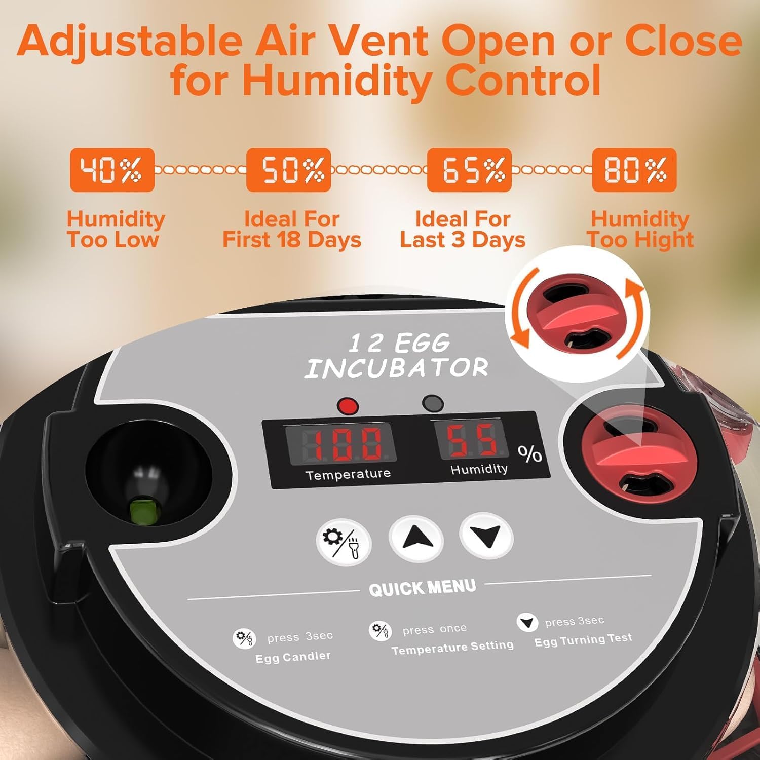 CARLA HOME 12 Egg Incubator with Auto Turning