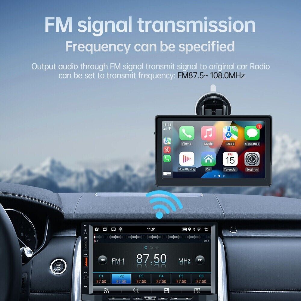 7" Portable Car Stereo Wireless Apple CarPlay Android Auto + Camera