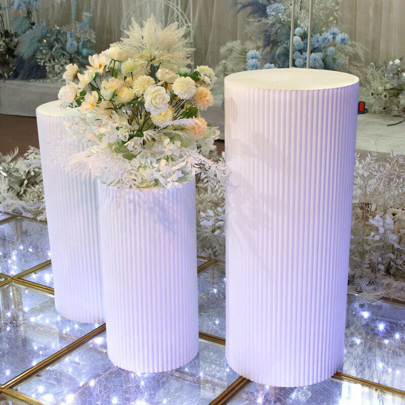 3x Metal Ripple Plinths β Wedding Cake & Dessert Display
