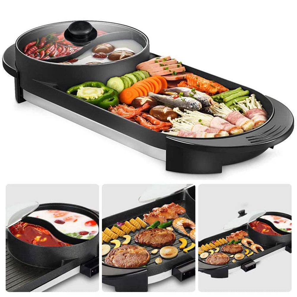 2-in-1 Electric Hot Pot & BBQ Grill β Smokeless Non-Stick Cooker