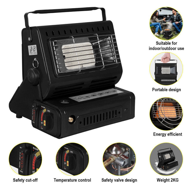 Portable Camping Gas Heater – Outdoor Heating Stove (Black, AU)