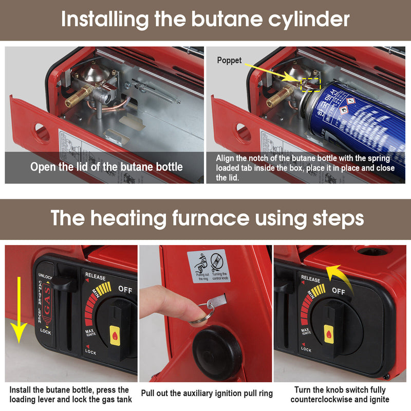 Portable Camping Gas Heater – Outdoor Heating Stove (Black, AU)