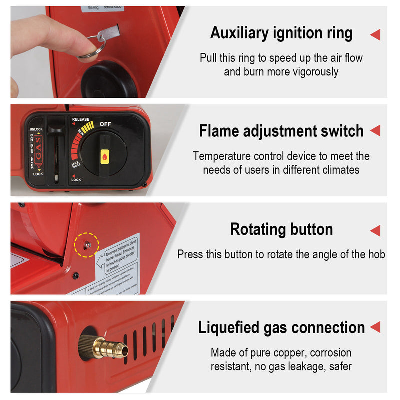 Portable Camping Gas Heater – Outdoor Heating Stove (Red, AU)