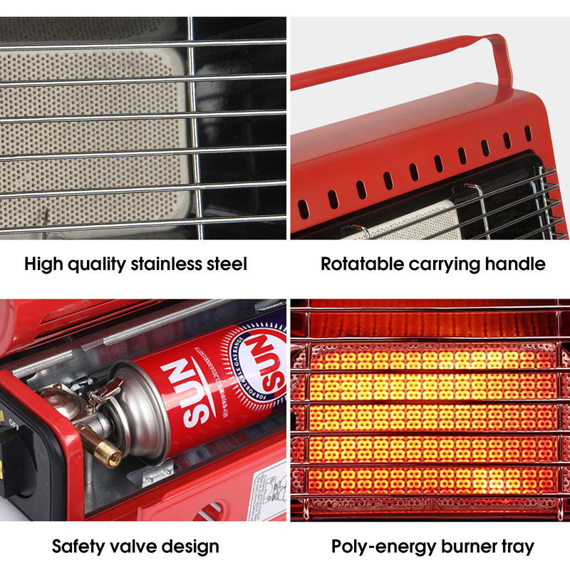 Portable Camping Gas Heater – Outdoor Heating Stove (Red, AU)