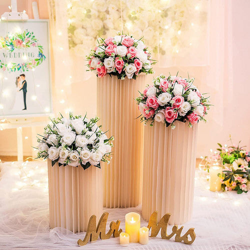 3pcs Cardboard Round Plinths β Wedding Flower Display Stands