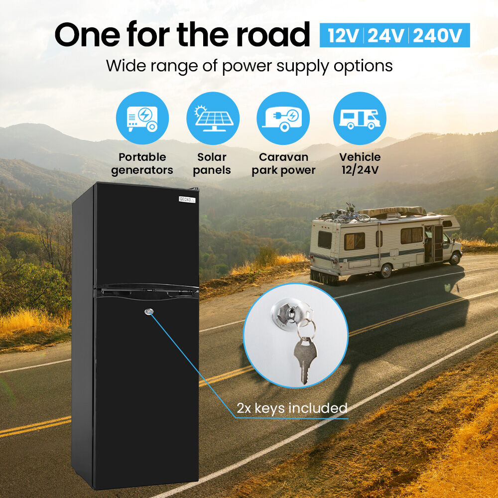 Gecko 142L Upright Portable Fridge Freezer β Black