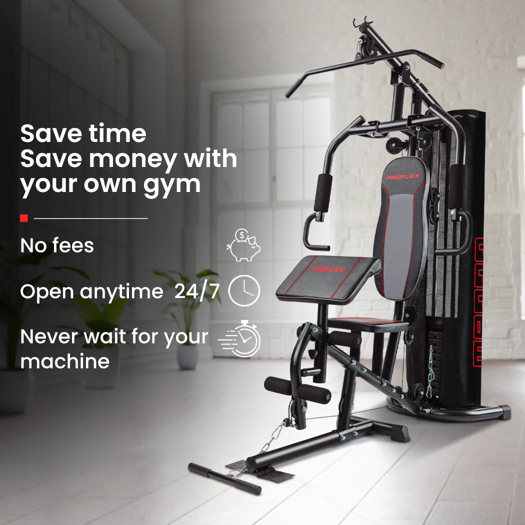 PROFLEX M8000 Multi-Station Home Gym – 150lbs Weight Plates