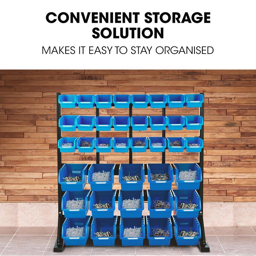 BAUMR-AG 39-Bin Floor Storage Rack – Blue Organiser System