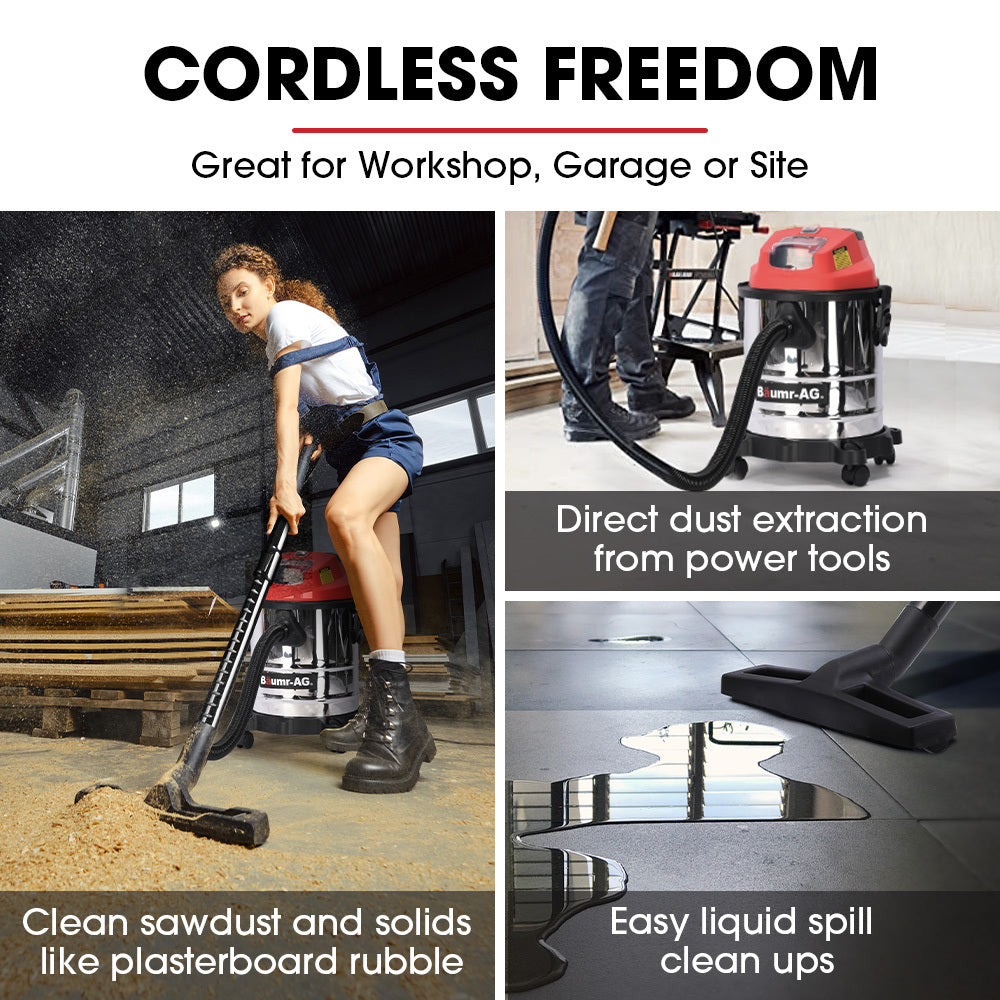 Baumr-AG 20L Cordless Wet & Dry Vacuum Kit – 4Ah Battery