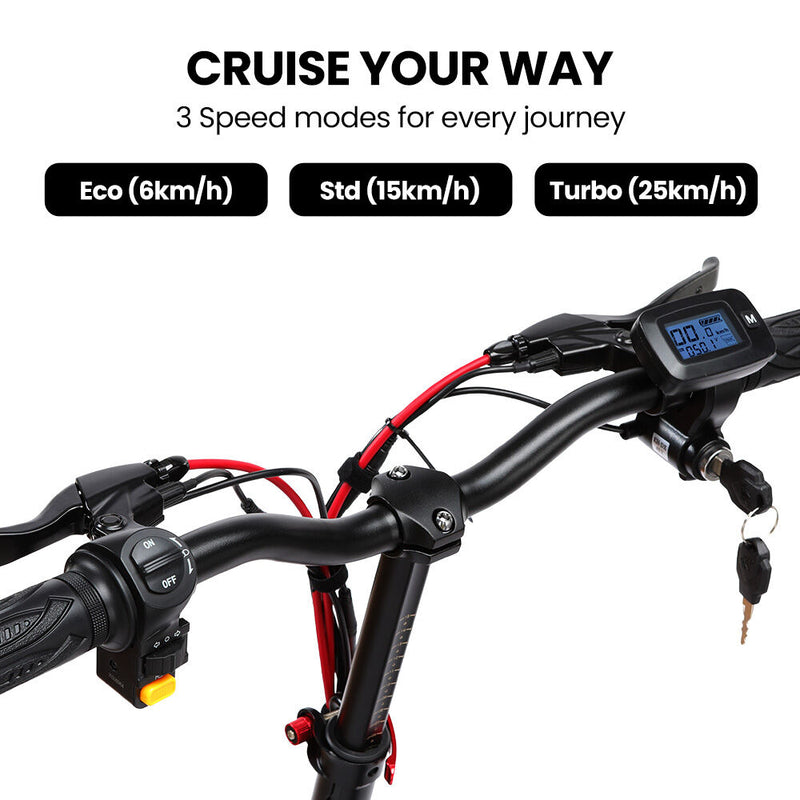 ALPHA Rover 500W Electric Scooter with Seat – 48V, 30km Range, Black