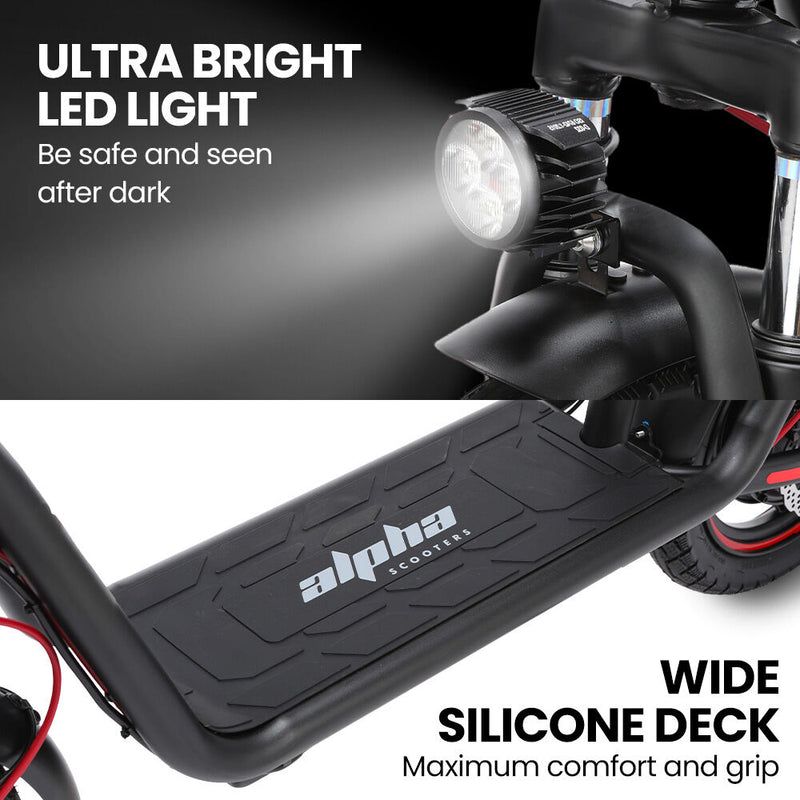 ALPHA Rover 500W Electric Scooter with Seat – 48V, 30km Range, Black