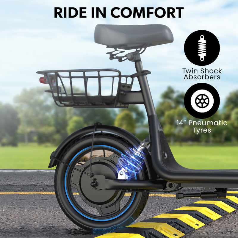 VALK Electric Scooter with Seat – 30km Range, Disc Brakes, 14" Tyres
