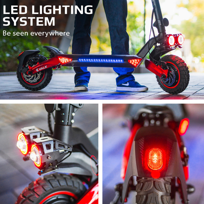 VALK Primal 9 Dual Motor 1600W Electric Scooter – Black/Red