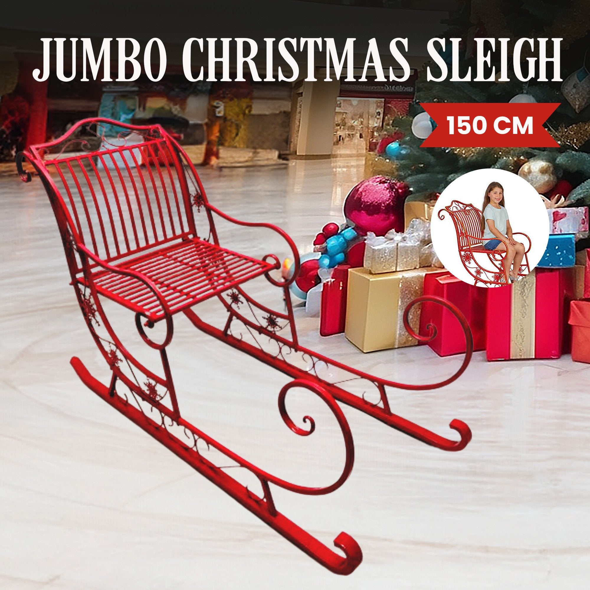 150cm Christmas Sleigh β Red Metal