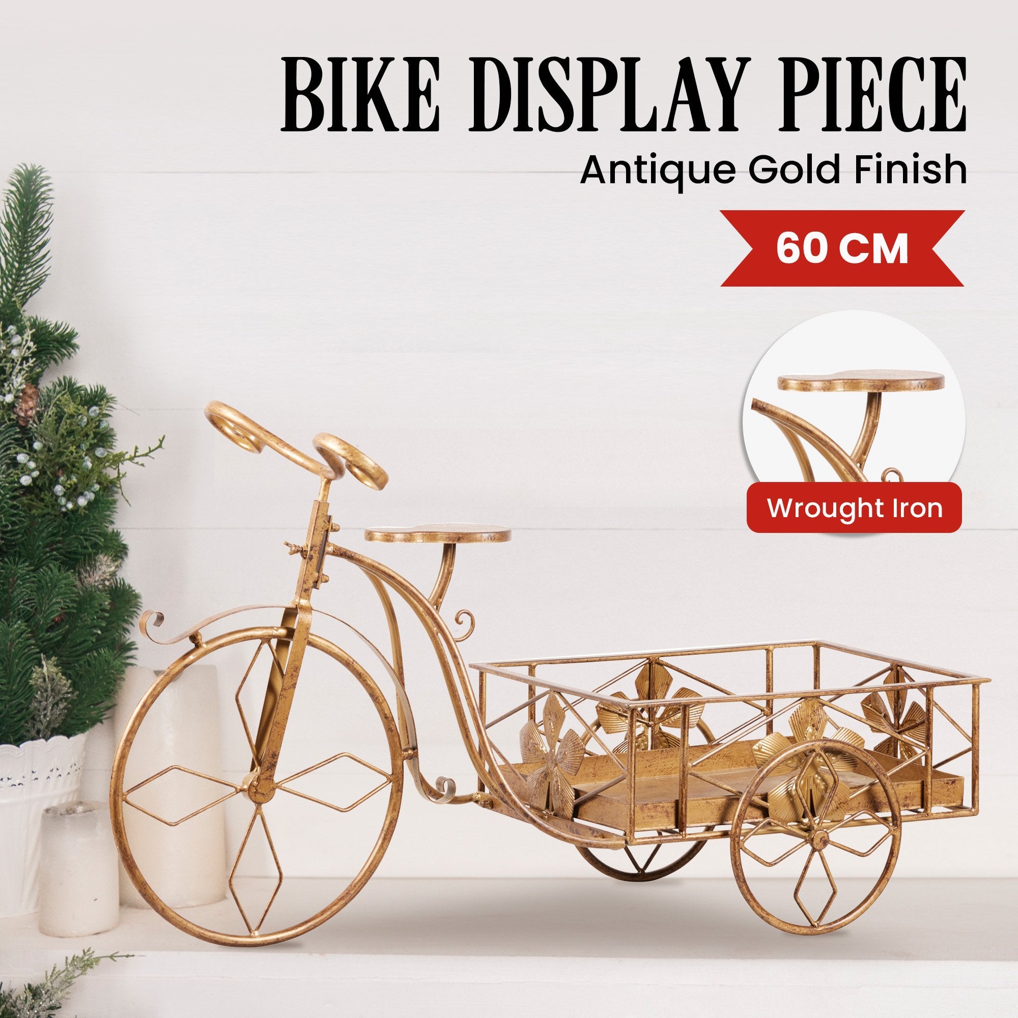 Antique Gold Bicycle Christmas Display décor