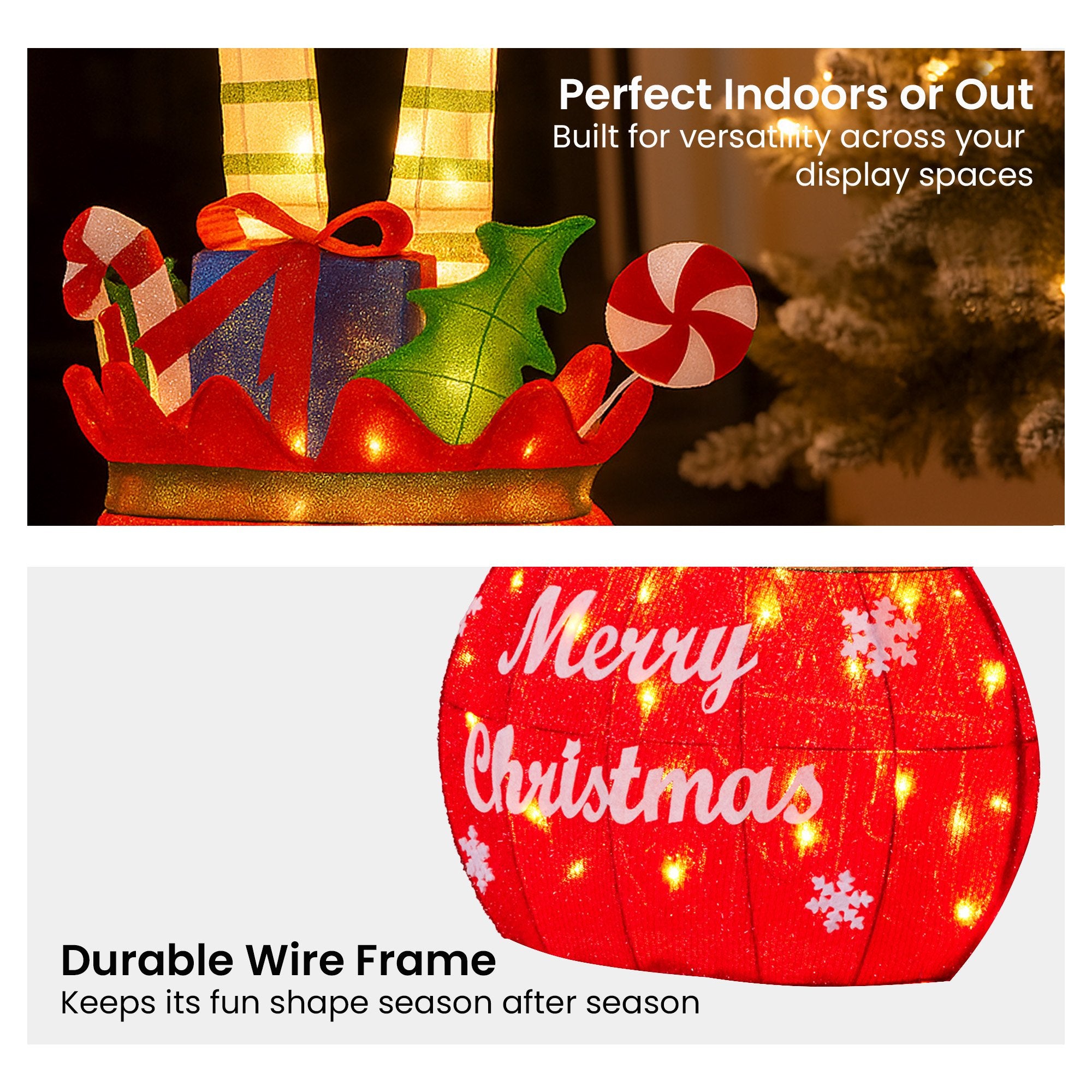 Elf in Gift Sack 86cm Christmas Display w/ Warm White LEDs