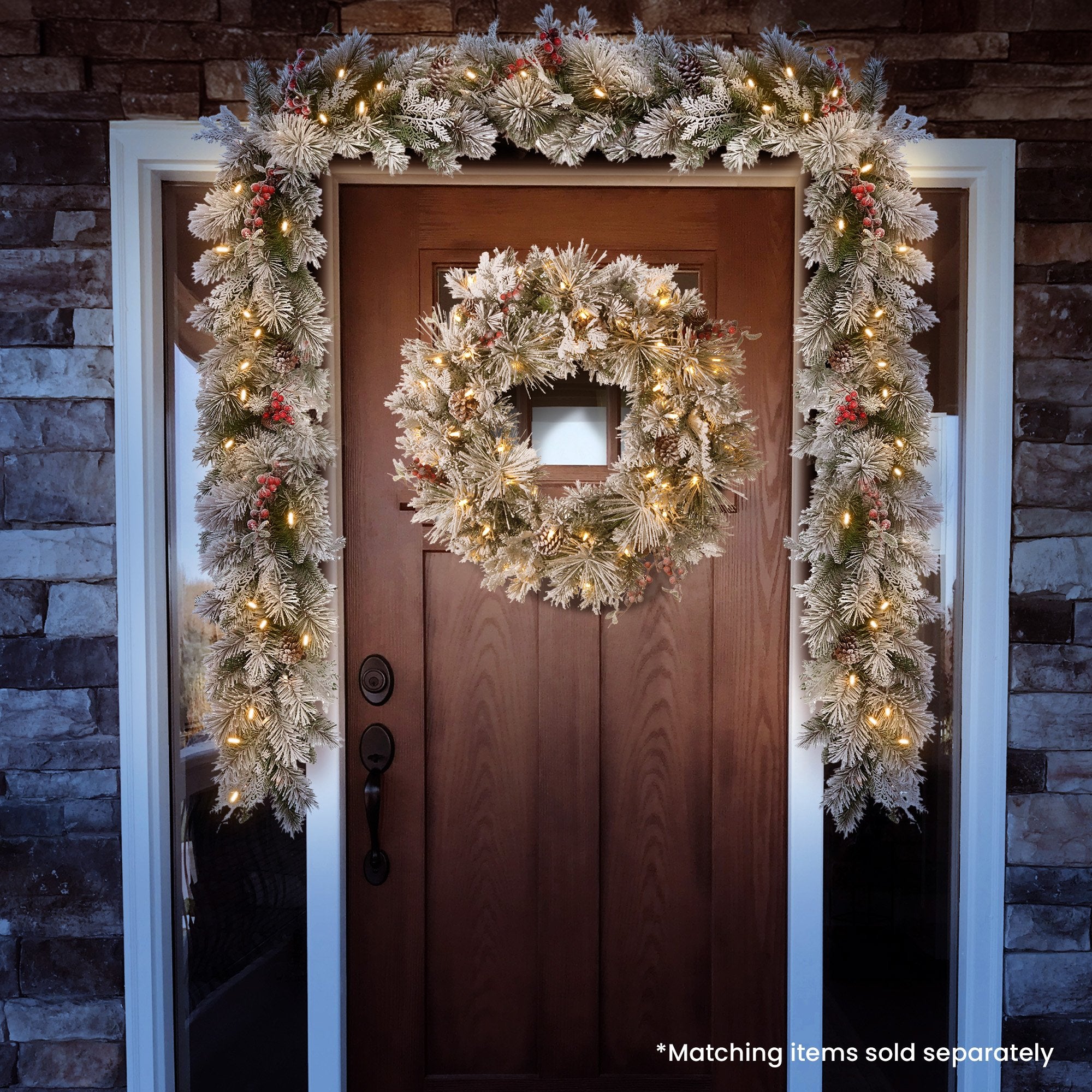 Christabelle 61cm Snowy Wreath – LED Lit