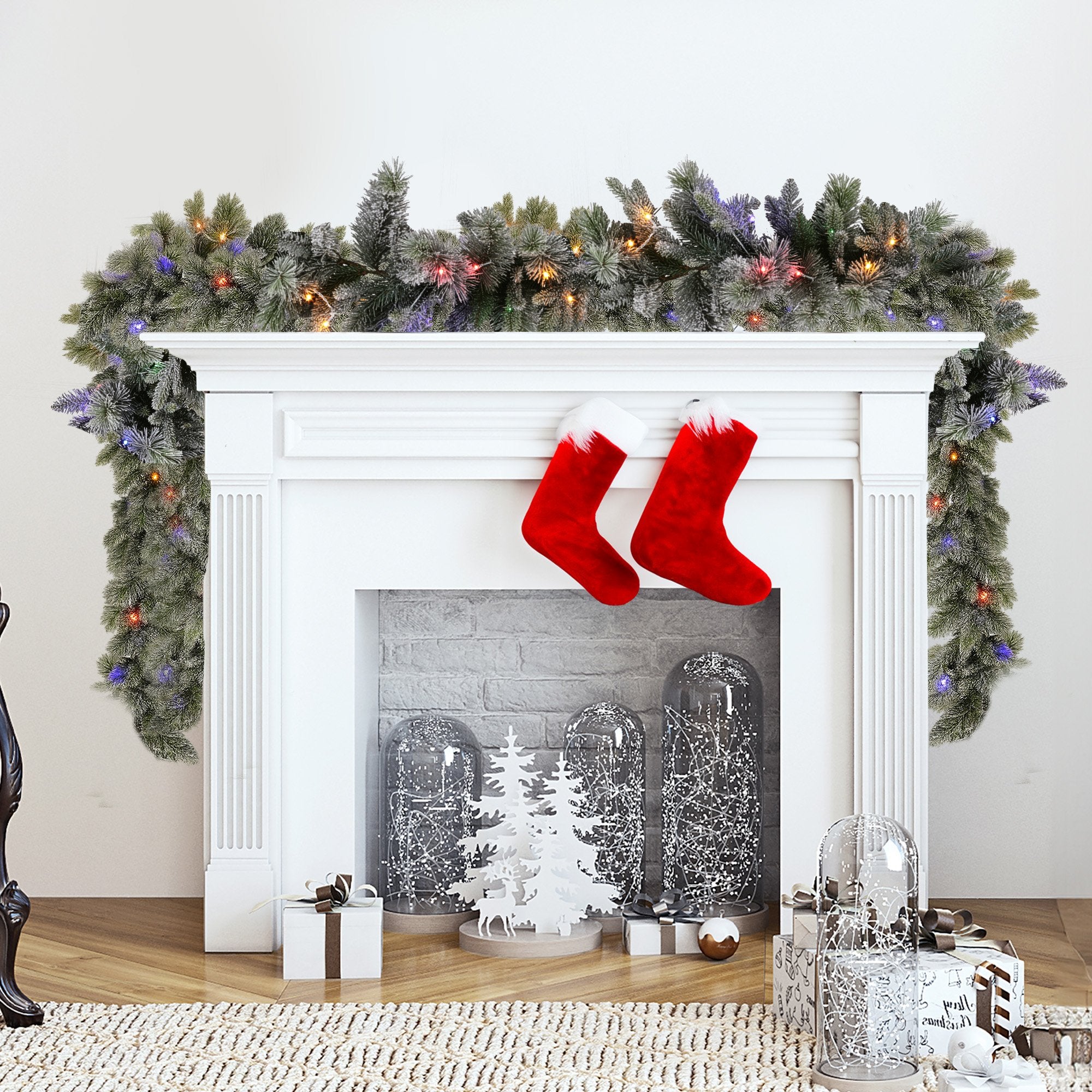 Christabelle 2.7M Snowy Pre-Lit Christmas Garland with Warm White LED Lights