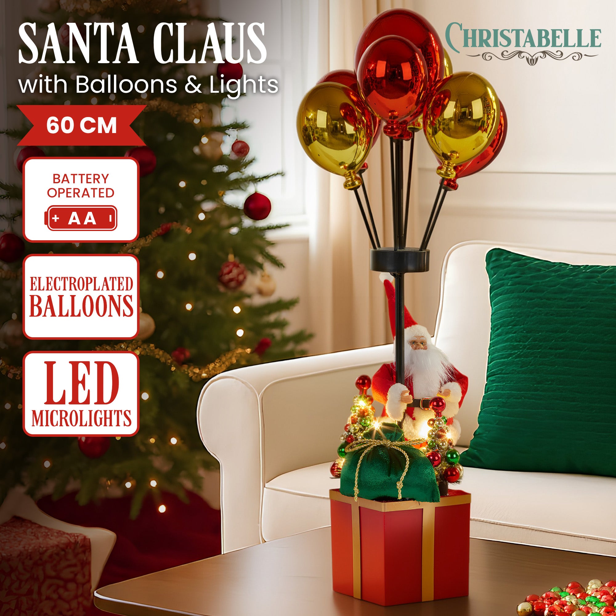Christabelle 60cm LED Santa with Balloons