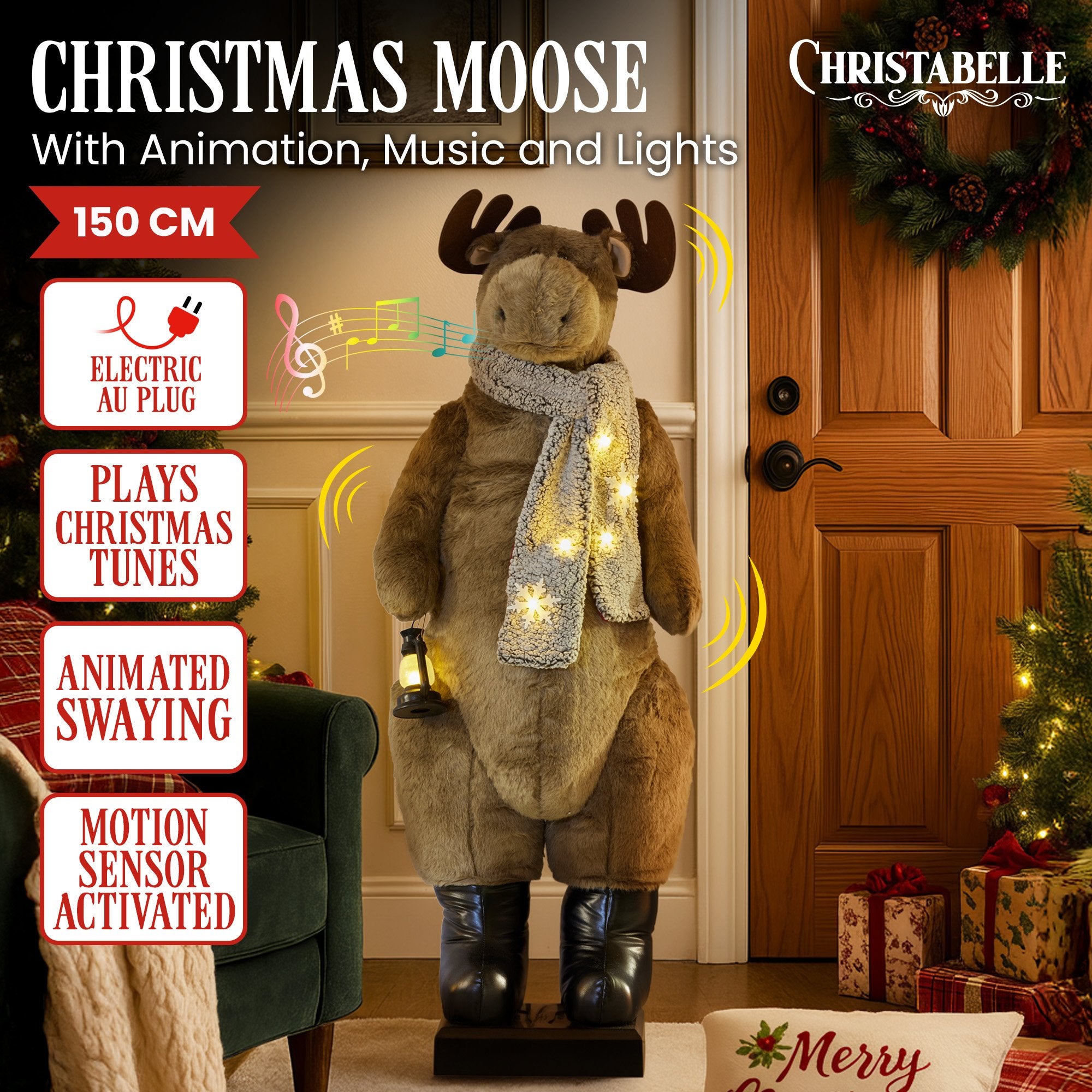 1.5 m LED Animated Moose with Lantern