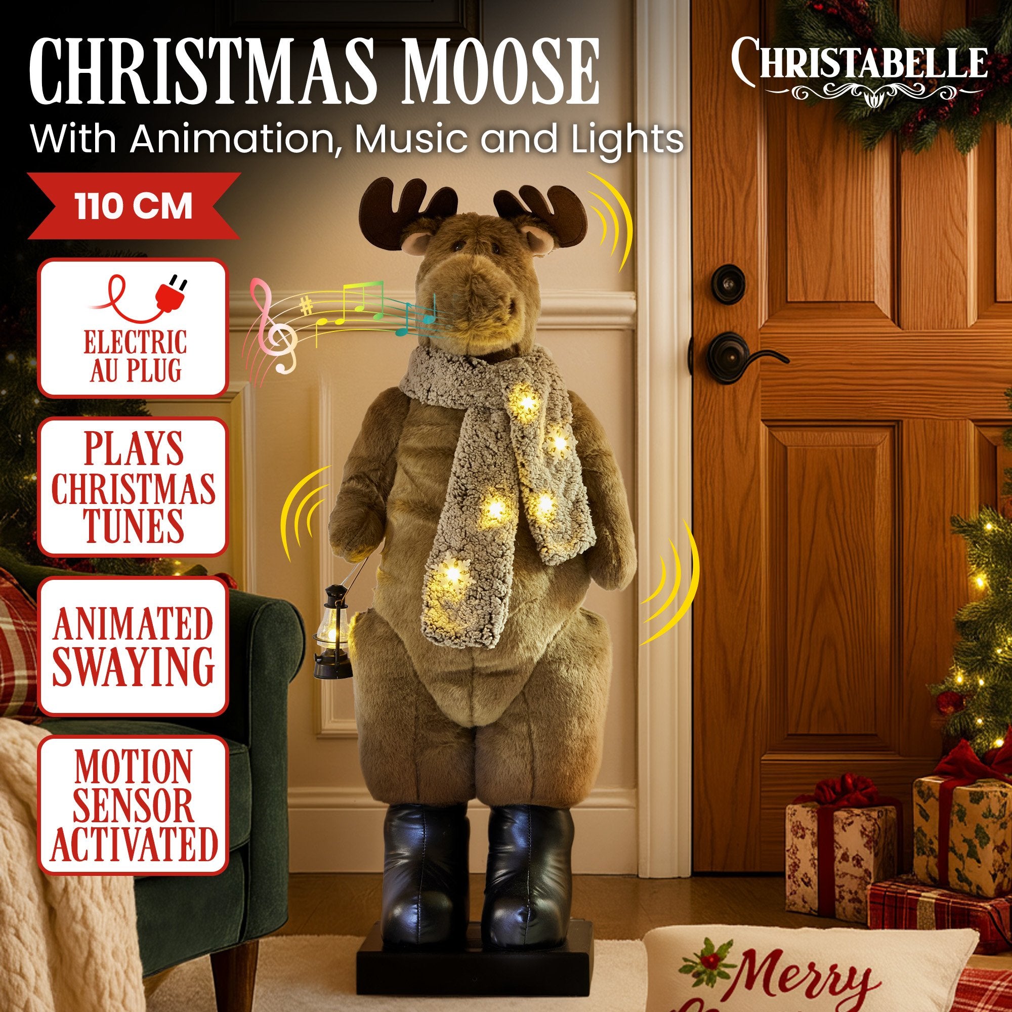 1.1 m LED Animated Moose with Lantern