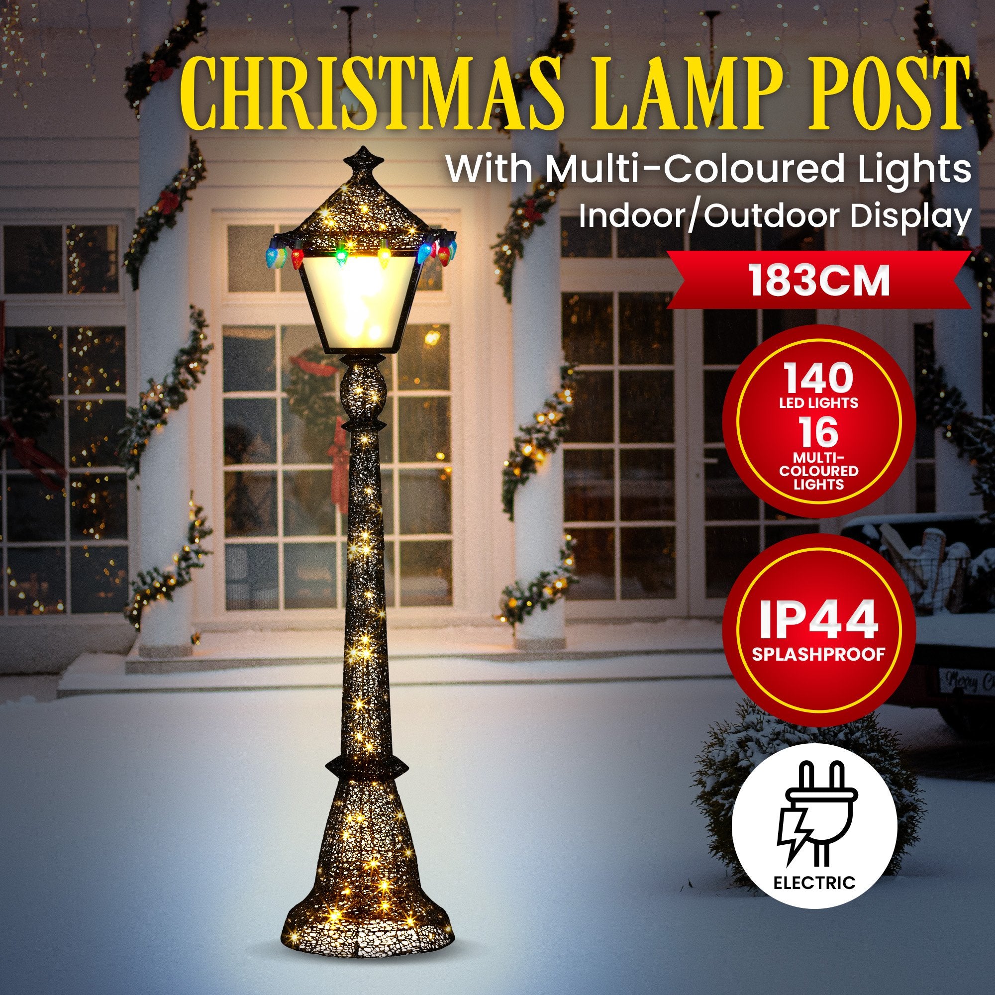 Christabelle 183cm Christmas Lamp Post Display with Lights